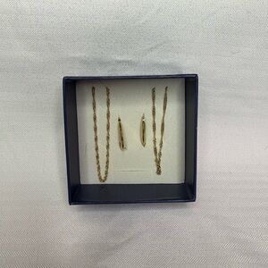 14k Solid Gold Singapore Chain & Hoop Earrings Set | 2.6g | Royal Chain